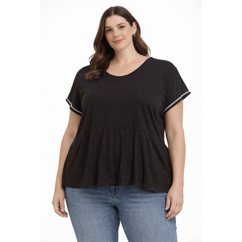 Dolan Black Peplum‎ Top Short Sleeve V Neck Women's Size XS